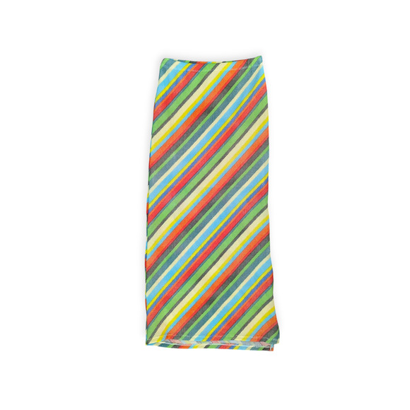 Retro Tilted Candy Stripe Waffle Weave Ankle Skirt with slit - Picture 1 of 3